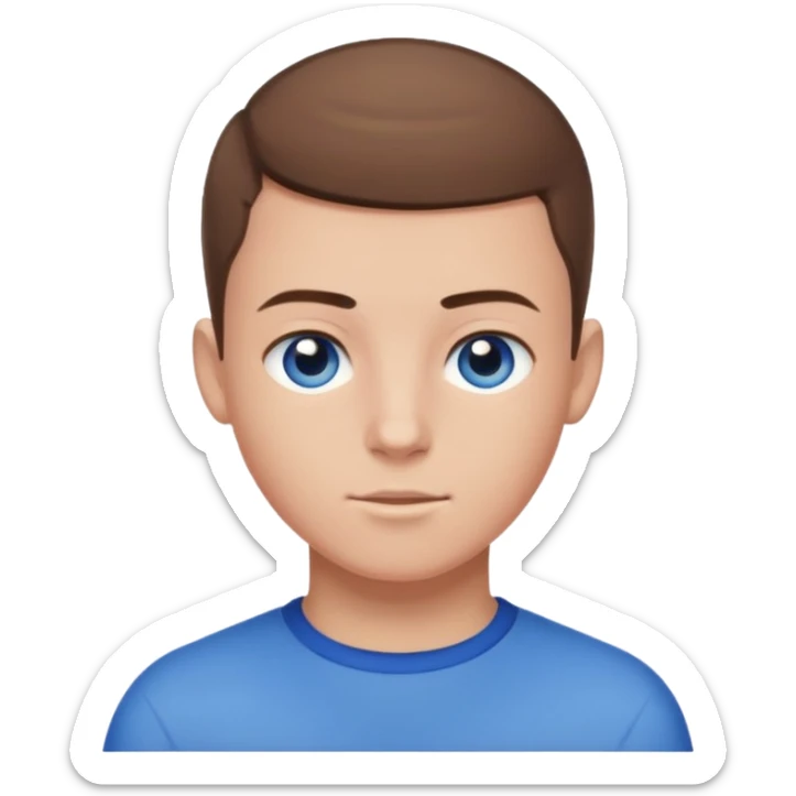 teenage male with buzz cut, brown hair, white, and blue eyes  sticker