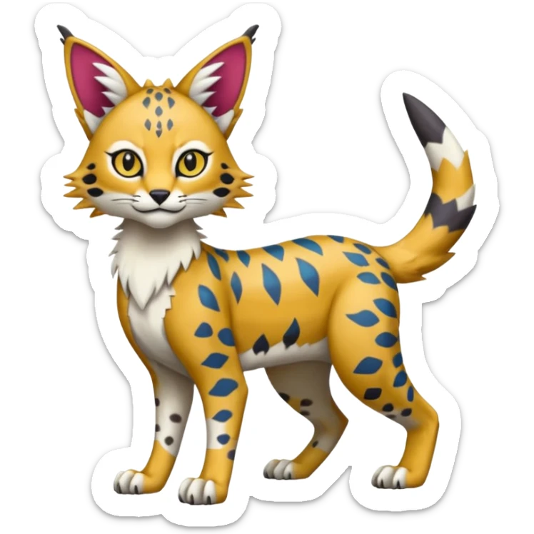 Colorful Bobcat-Vernid-Sergal-Serval-Genet-Pokémon-Digimon-Fakémon-fusion-hybrid-creature sticker