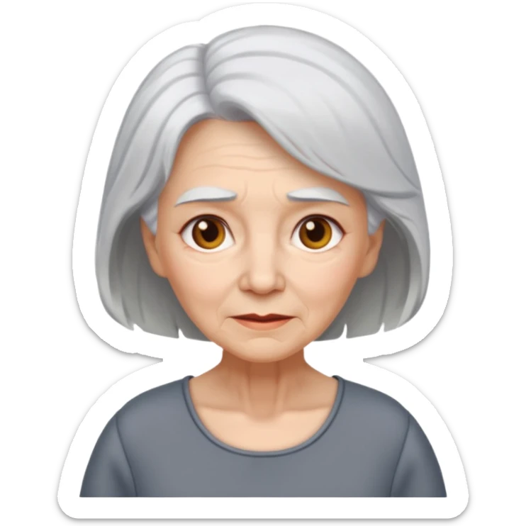 elderly woman white hair and gray dress sticker