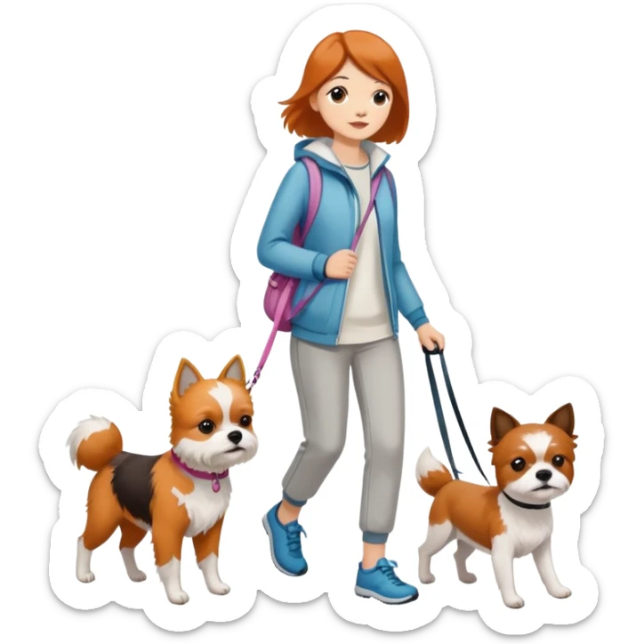Friends girls Going for a walk with dogs one is a shoaniol and the other one is foxterier sticker