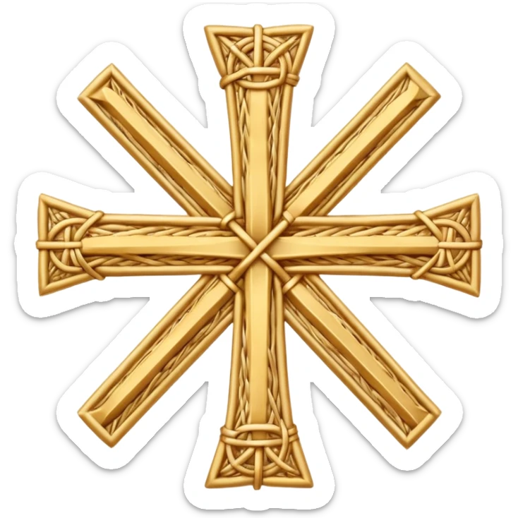 St. Brigid's cross or St. Brigit's cross (Irish: Cros Bhríde, Crosóg Bhríde or Bogha Bhríde) is a small variant of the Christian cross often woven from straw or rushes. sticker