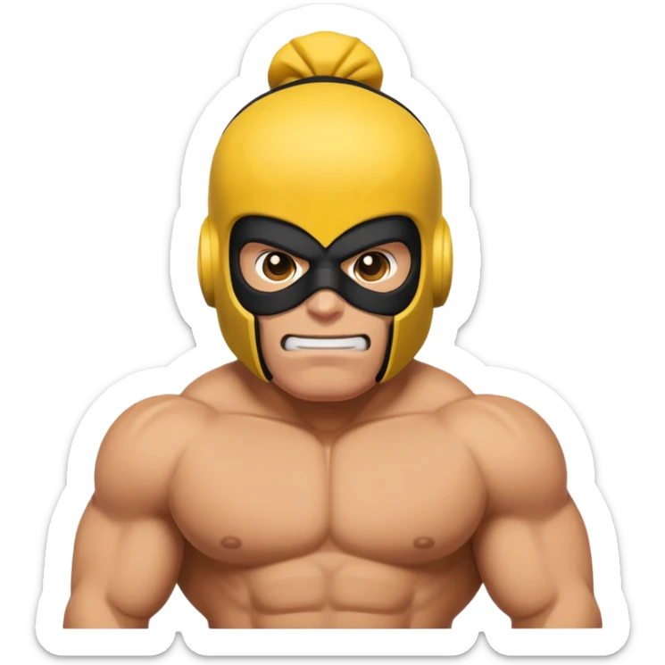El Primo character from Brawl Stars, a muscular wrestler with a luchador mask and yellow and black outfit sticker