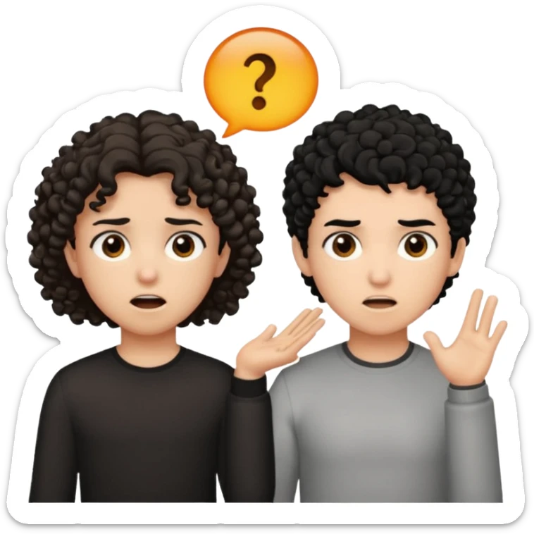 Un garçon cheveux boucle et yeux marron clair et une fille cheveux noir côte à côte se disputant sticker