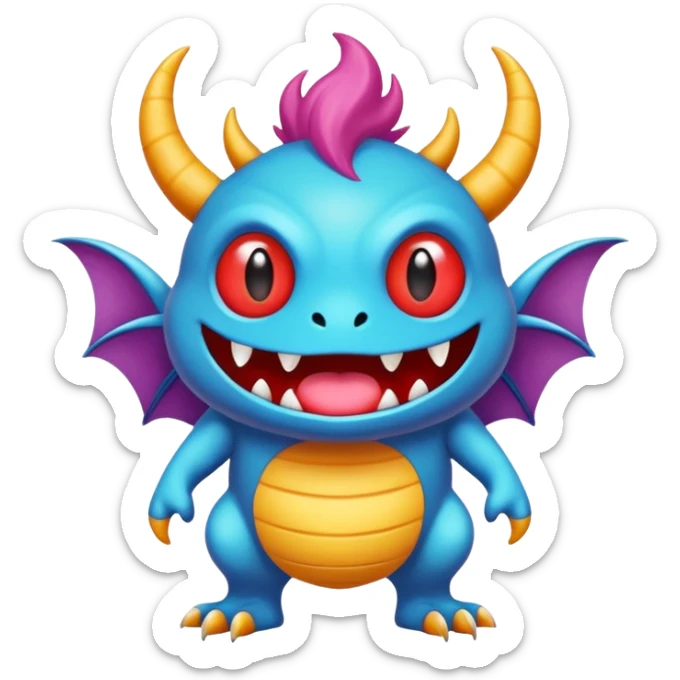Cartoonic Funny Silly Childish Anime Fakémon-Fantasy-Monster-random-creature (full body) sticker