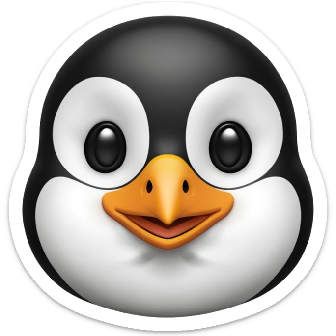 a penguin emoji head thats the shape of a circle smiling with a smug face sticker
