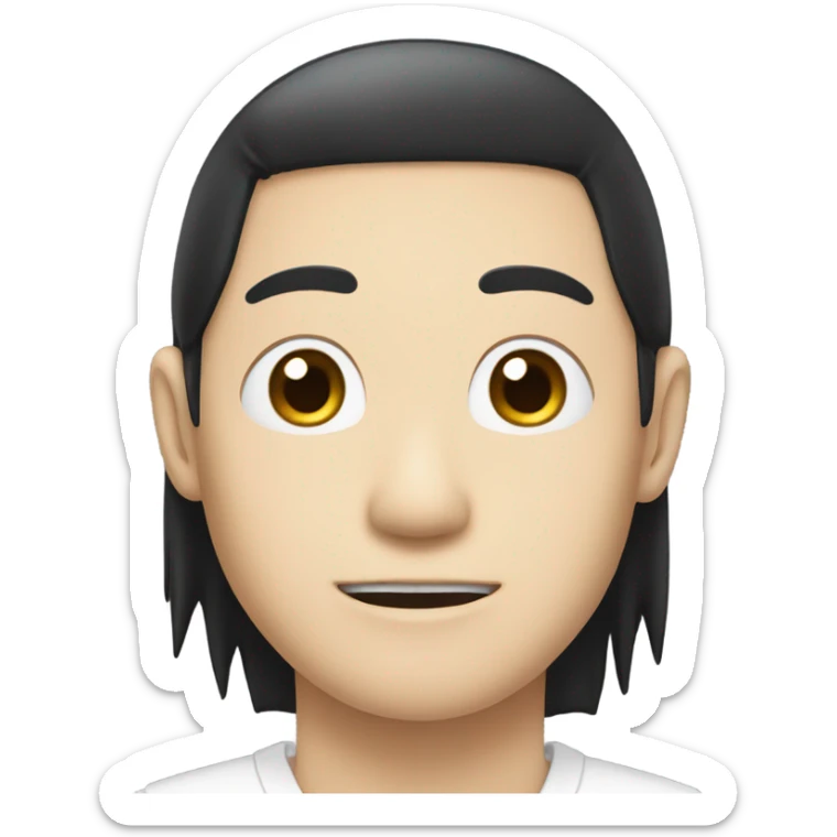 man from japan with white skin and black hair, wear casual shirt , closeout face sticker