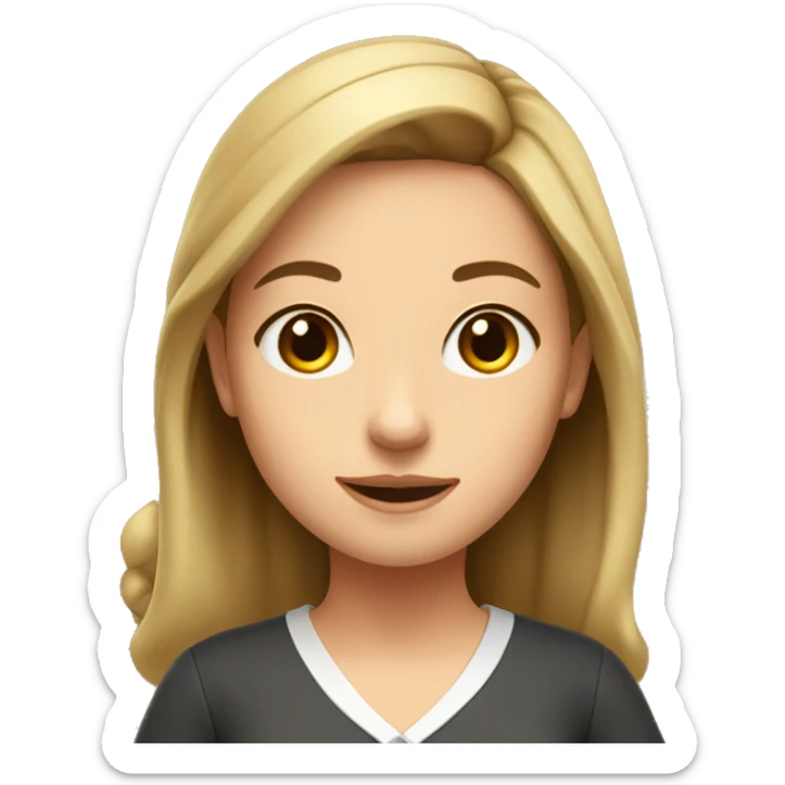 English young girl teacher with pind dresss and brown hear sticker