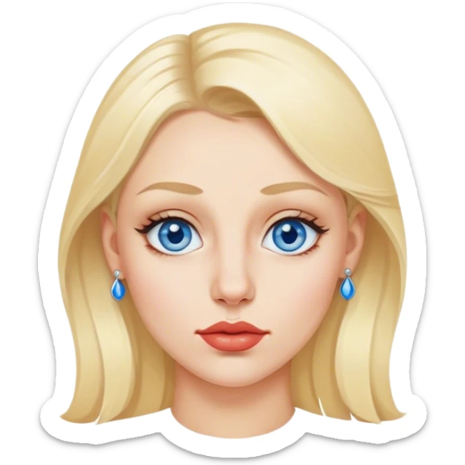 femme européenne blonde aux petits yeux bleus levre pulpeuse piercing à la narine gauche sticker