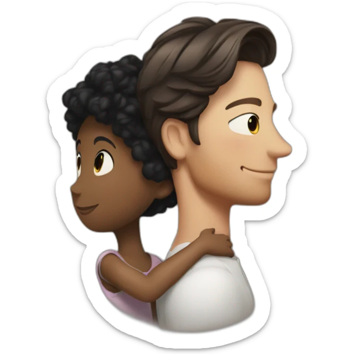 Simon baker hugging a black girl brown eyes and short black hair in a bun sticker