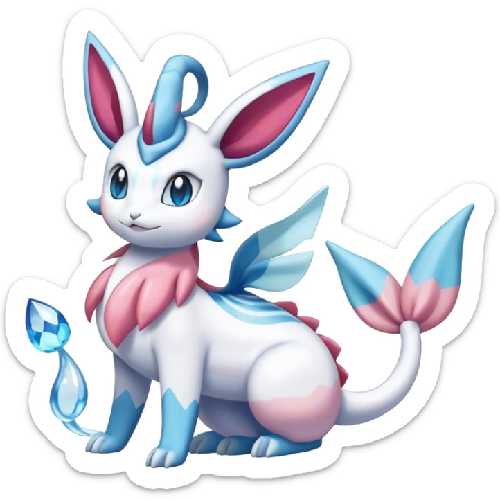 Shiny Cute Milotic-Sylveon-Glaceon-Vaporeon-Dragonair-Pokémon-hybrid-fusion full body sticker