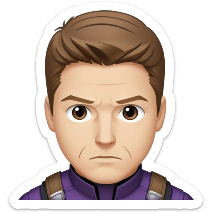 hawkeye clint barton portrait marvel, brown hair from captain america: civil war sticker