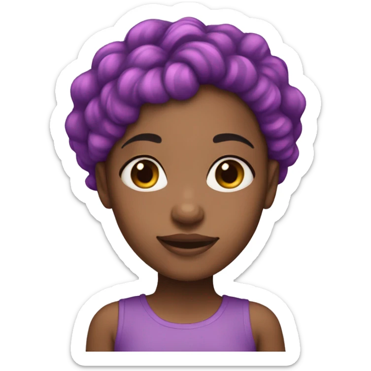 Light skin black girl with pink and purple hair  sticker
