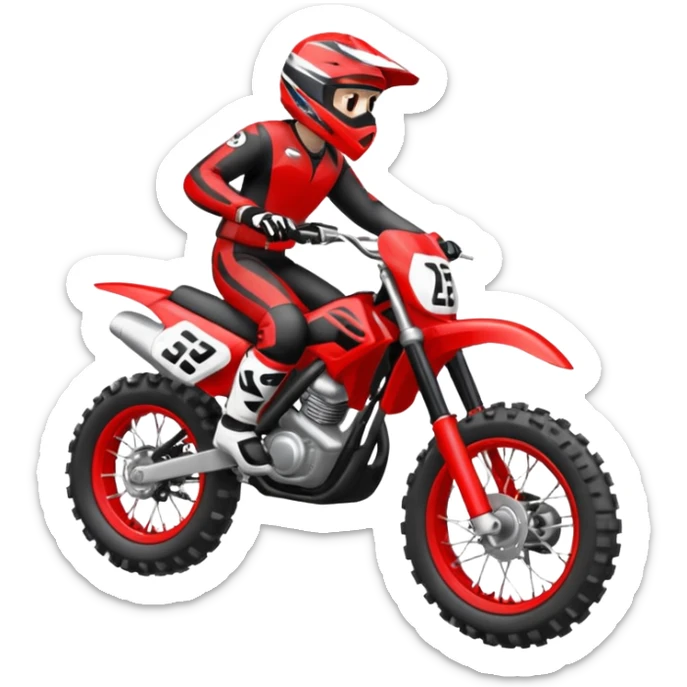 Moto cross noire et rouge avec des pneus lisses  sticker