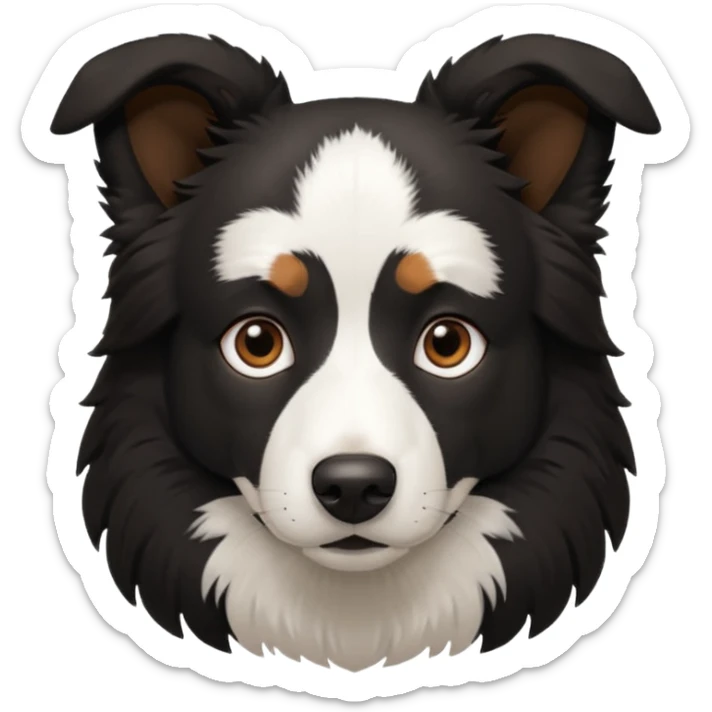 border collie predominantly black fur with brown on the eyebrows and neck, no white fur sticker