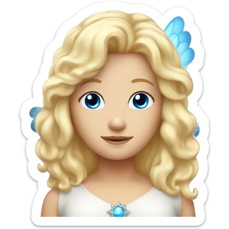 blonde hair blue eyed girl with an angel halo above head  sticker