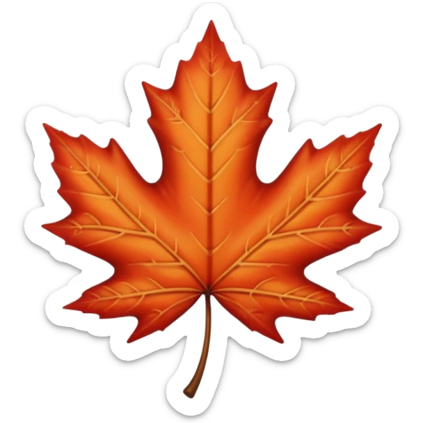 emoji, feuille d'érable couleur vermeille, deux yeux ronds noirs brillants sticker