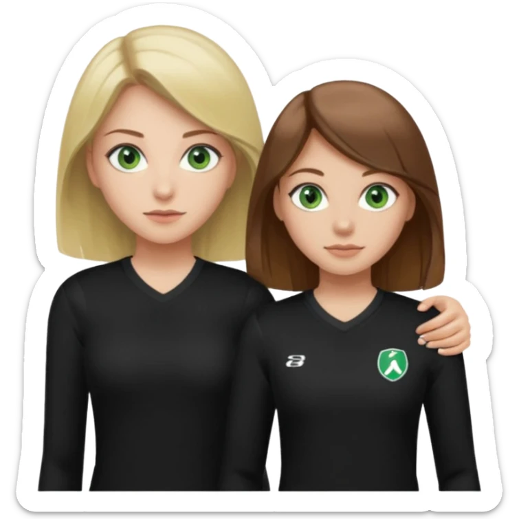 Maman cheveux marrons chemise noir et fille cheveux blond yeux verts tricot sport  sticker