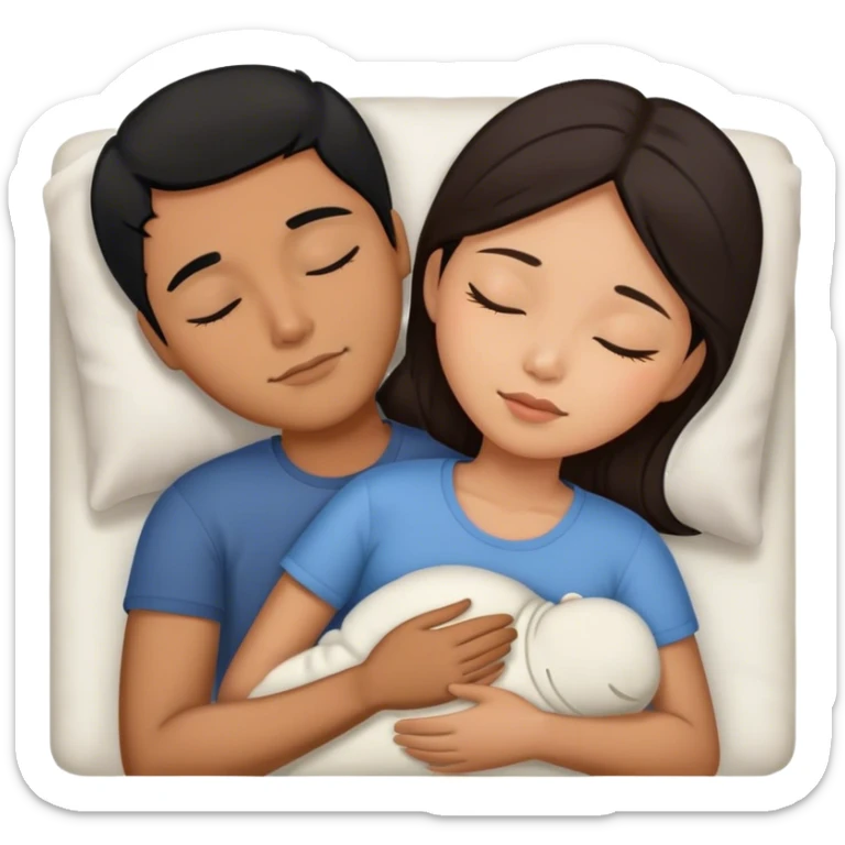Caramel brown Guy with medium length black hair sleeping with brown hair Filipina sticker