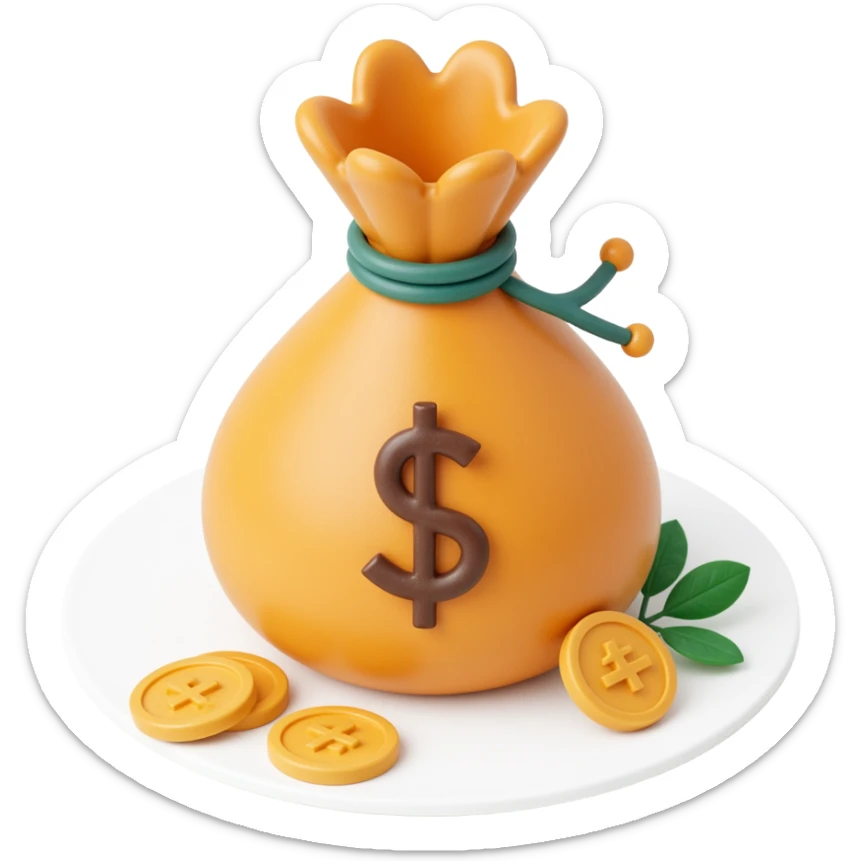 3d skeumorphic money bag sticker