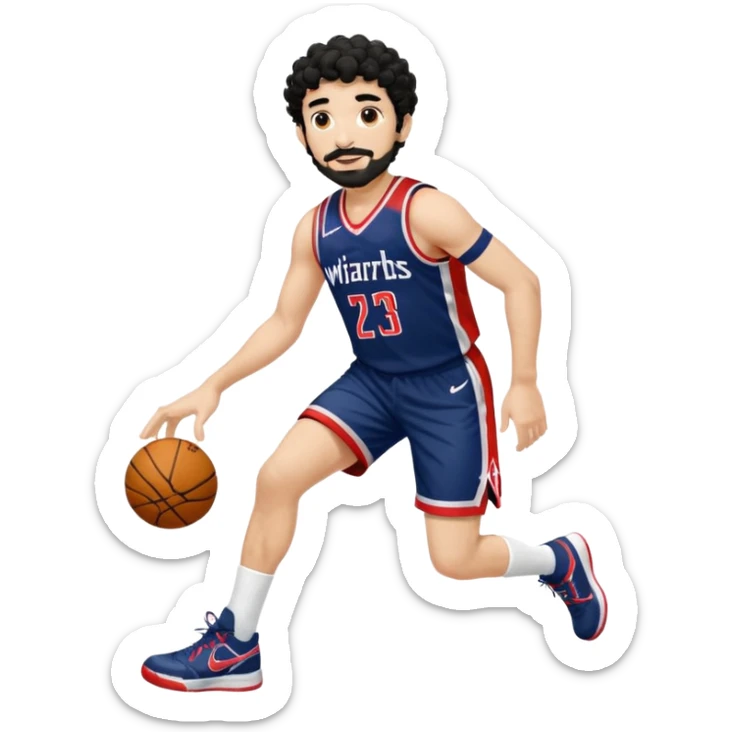 Curly hair short facial hair Washington Wizards Jersey white socks cover up the ankle legs and knees a right arm sleeve on your right arm sticker