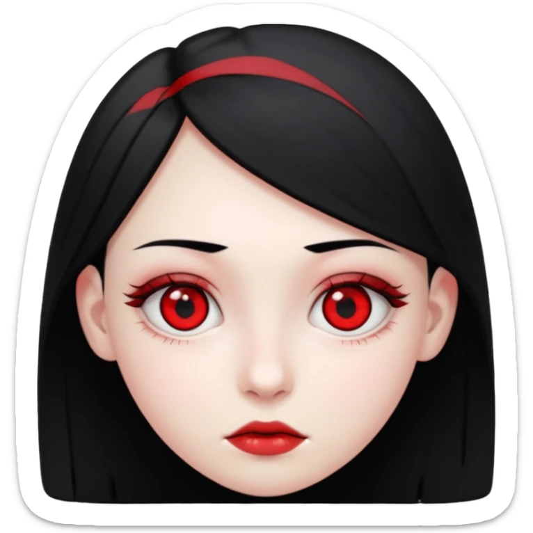 Crea un emoji kn la vibra de un drogado haz la wuea k te pido ph wn oe la cara normal noma blanca kn los ojos rojos y k estén hachicados igual k los chinos k sea joven y kn el pelo negro mira k las pupilas sean negras pero k tenga los glóbulos rojos  sticker