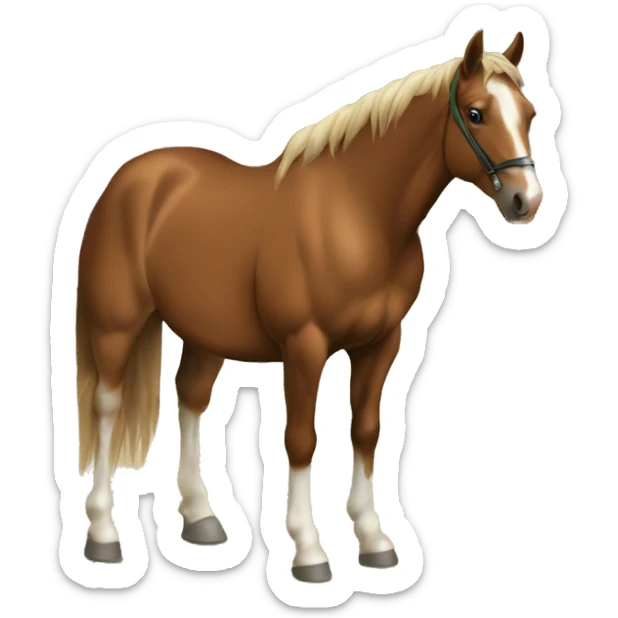 a sorrel quarter horse with a white blaze sticker