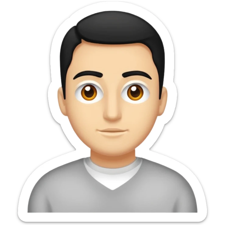 Saçı uzun ve arkadan bağlı, beyaz tenli, sakallı 24 yaşlarında olan bir erkek çiz sticker