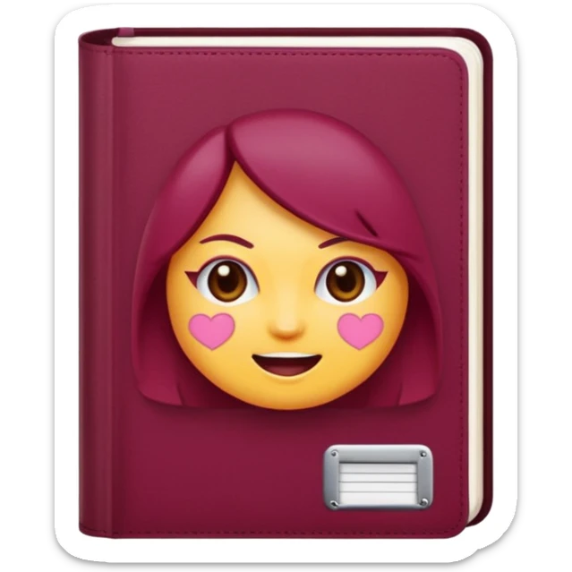 cute emoji-style burn book, burgundy, with playful Mean Girls references and a mischievous vibe sticker