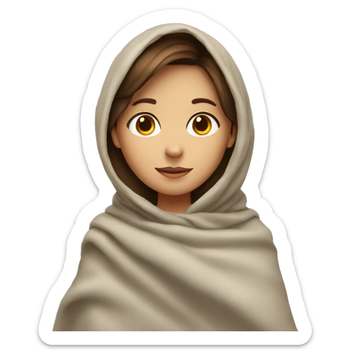 A girl with brown hair in a blanket with a heart sticker