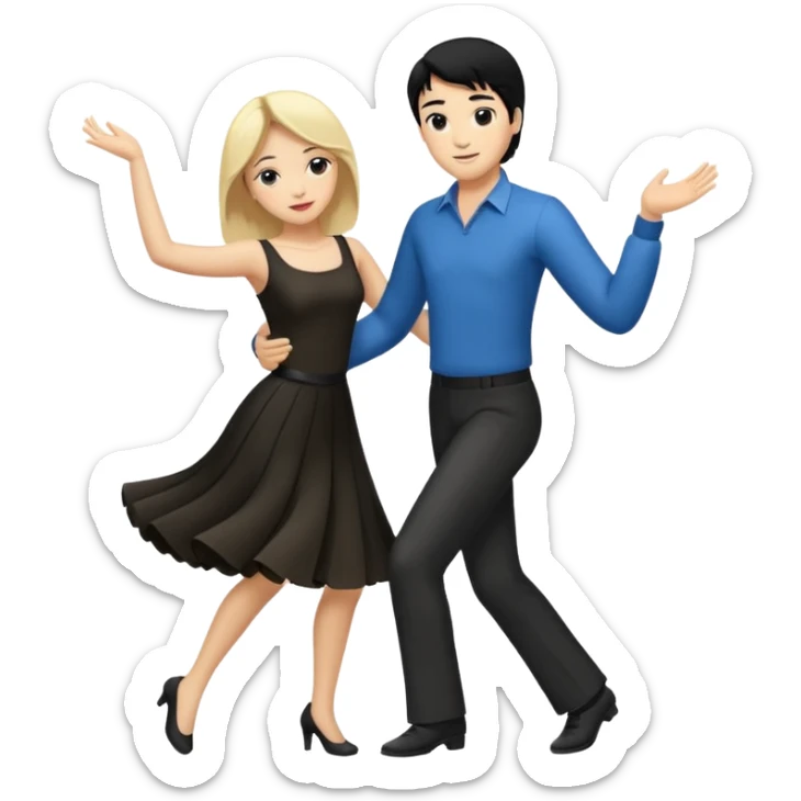 couple dancing full body man black hair woman blonde sticker