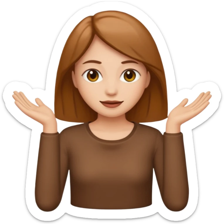 create an emoji, in color brown long sleeves, for women, no human sticker