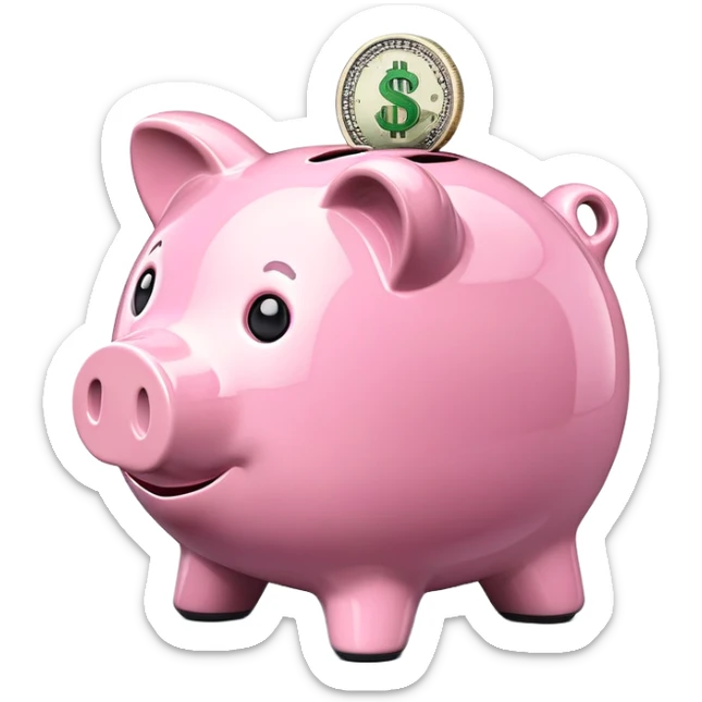 financial scenario with piggy bank and dollar sign sticker