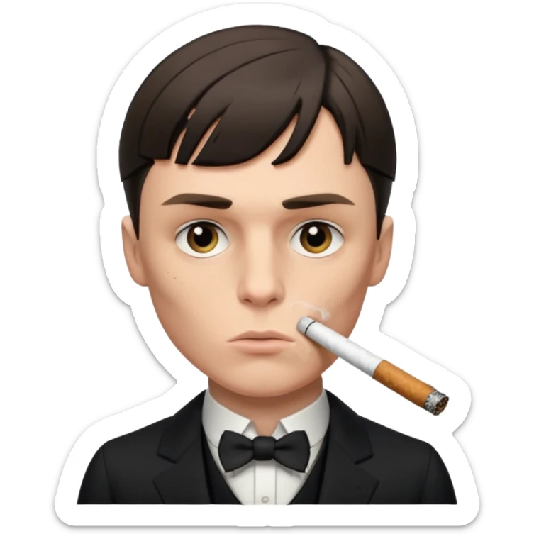 Tommy Shelby in black dress with a cig in his mouth and make his face exact  sticker