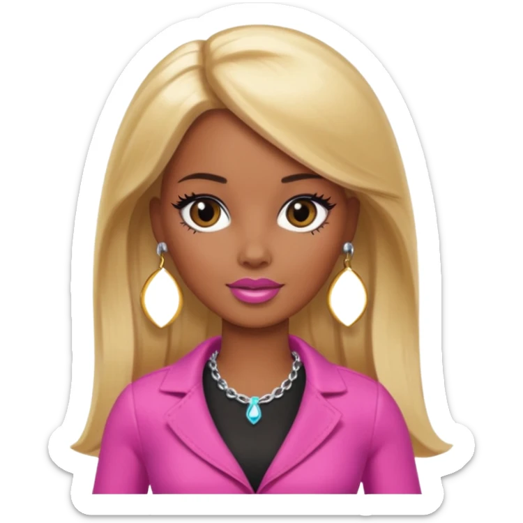 Brown skin blonde hair barbie with black eye  sticker