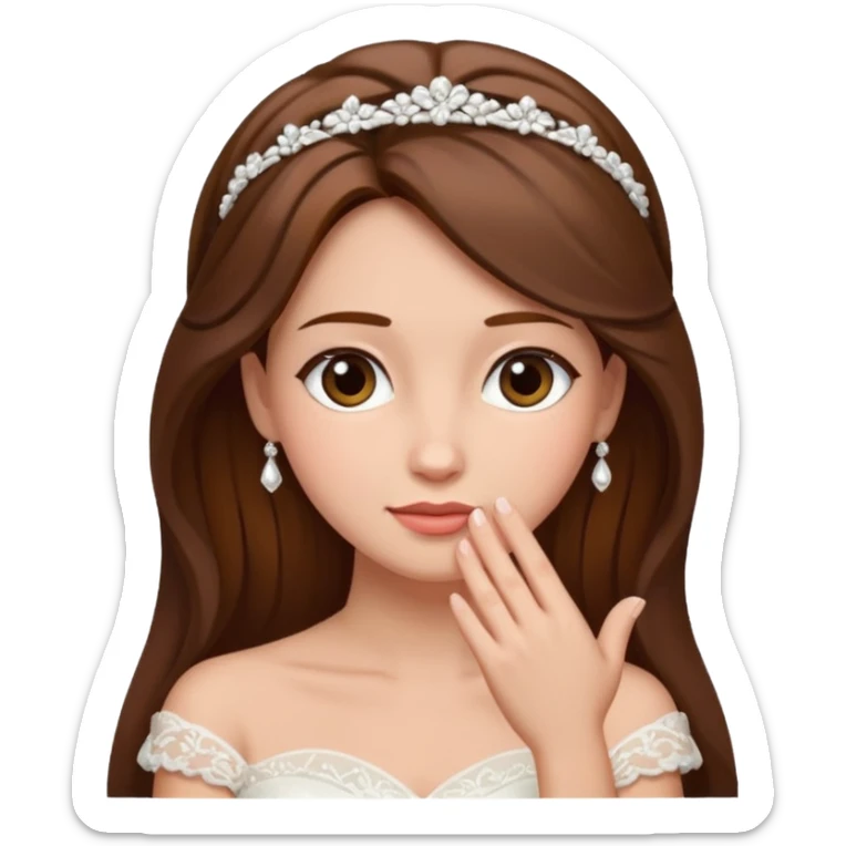 Blonde skin bride with brown hair with a chin on her face sticker