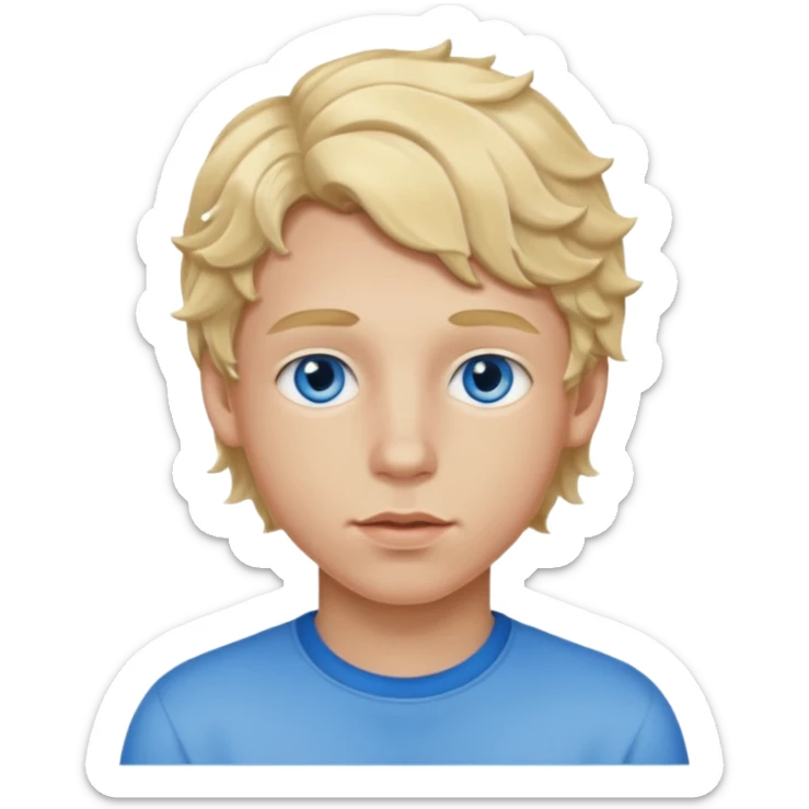 Teenage boy with blue eyes, blonde wavy hair and thick lips sticker