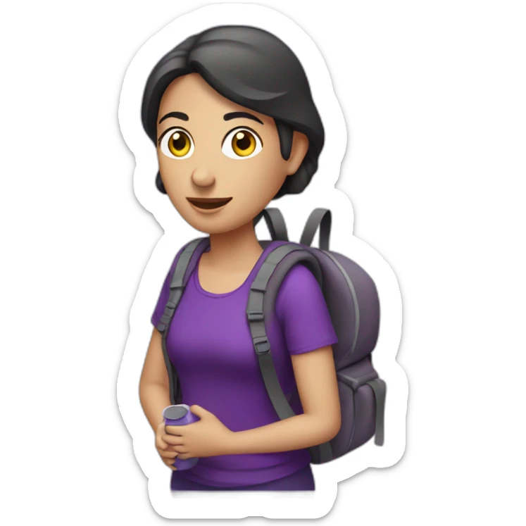 Armenian tourist women in purple clothing with the rucksack sticker