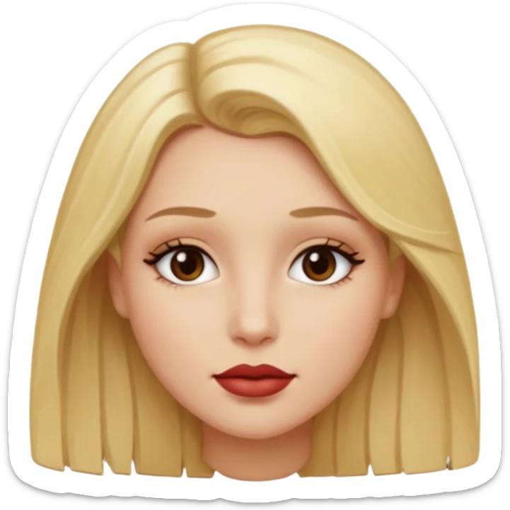 Tengo la tez clara pero en tonalidad cálida, el cabello rubio y ojos oscuros, tengo los labios gruesos sticker