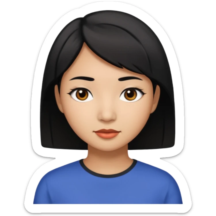 An Asian woman with Medium brown skin and Short black hair and black eyes sticker