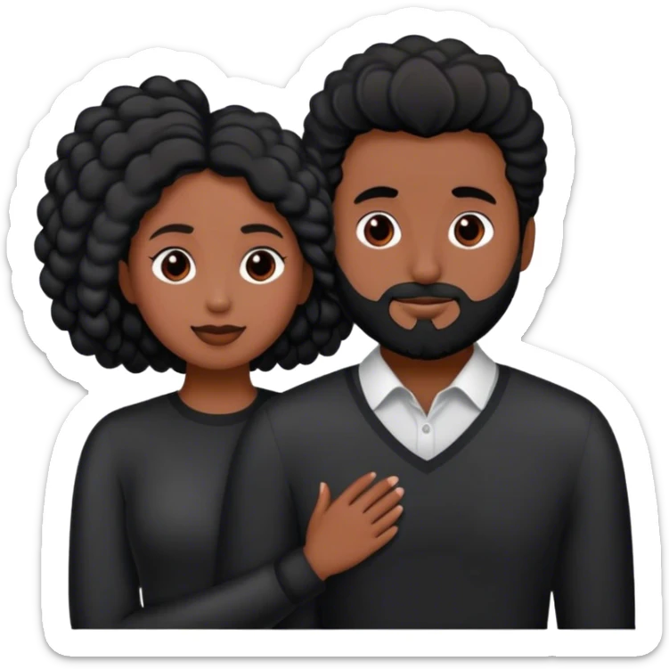 Pareja de hombre de pelo castaño y mujer de pelo negro enamorados  sticker