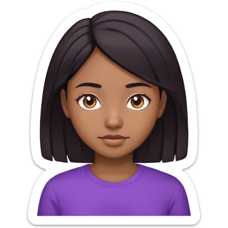 Girl with purple shirt and brown skin with black hair  sticker