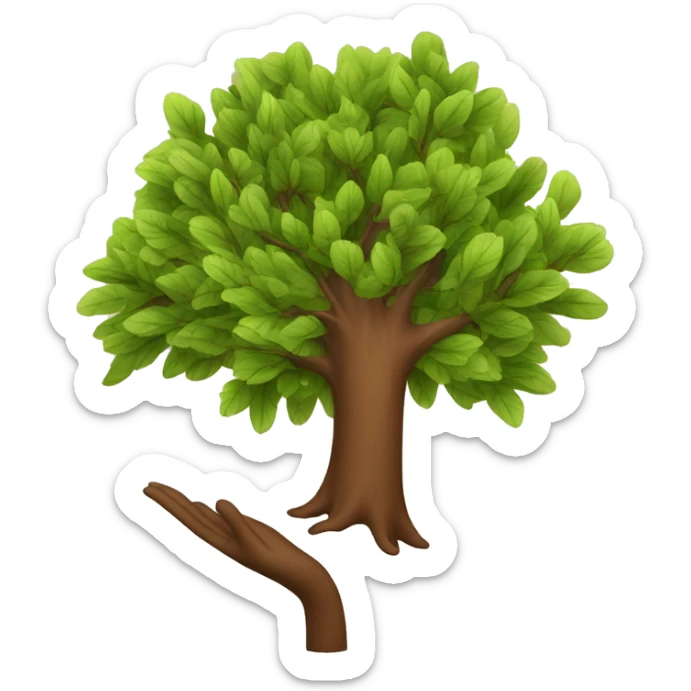 A tree which is made of a hand in upword direction the shade of hand is of brown wood. The leaves of the hand are of different colors of the hand attached to the main branch sticker