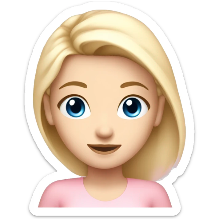 blonde hair blue eyed yoga girl light pink clothes n sticker
