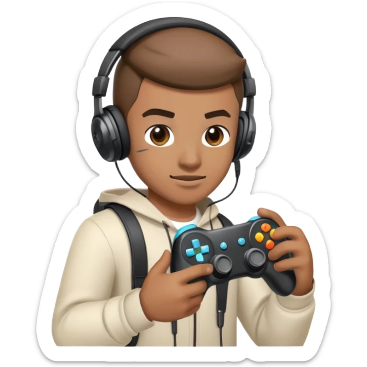 Gamer with headphones — an emoji featuring a player with headphones and a game controller, symbolizing readiness for battle. This emoji is associated with moments before key matches or rounds in CS2 when players prepare for a clutch. sticker