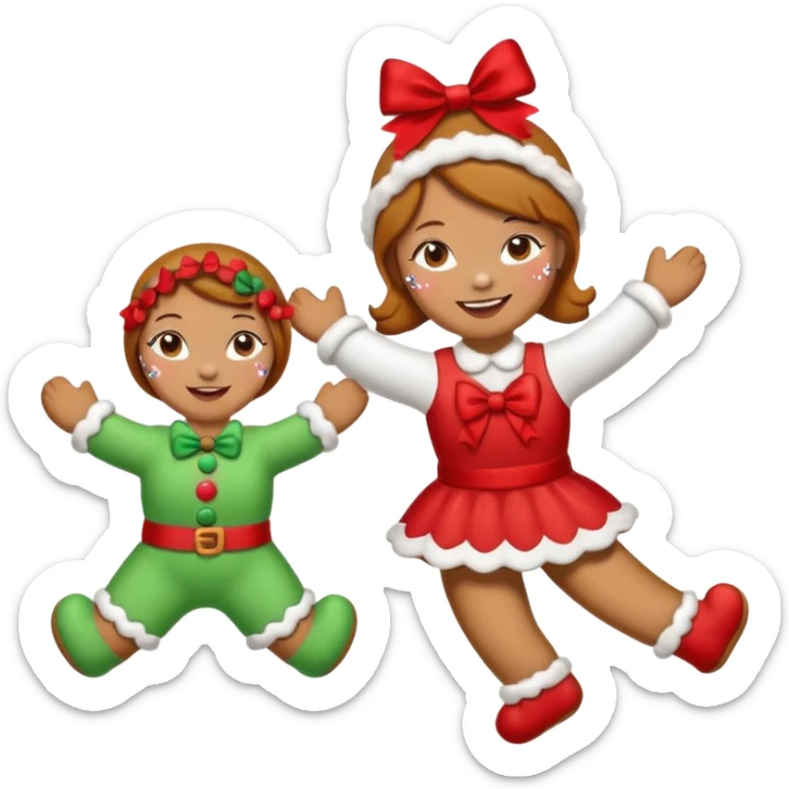 Christmas cookie with arms and legs but make it female gender, wearing red bow on her head sticker