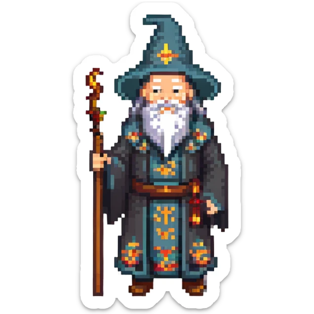 old Chinese wizard sticker