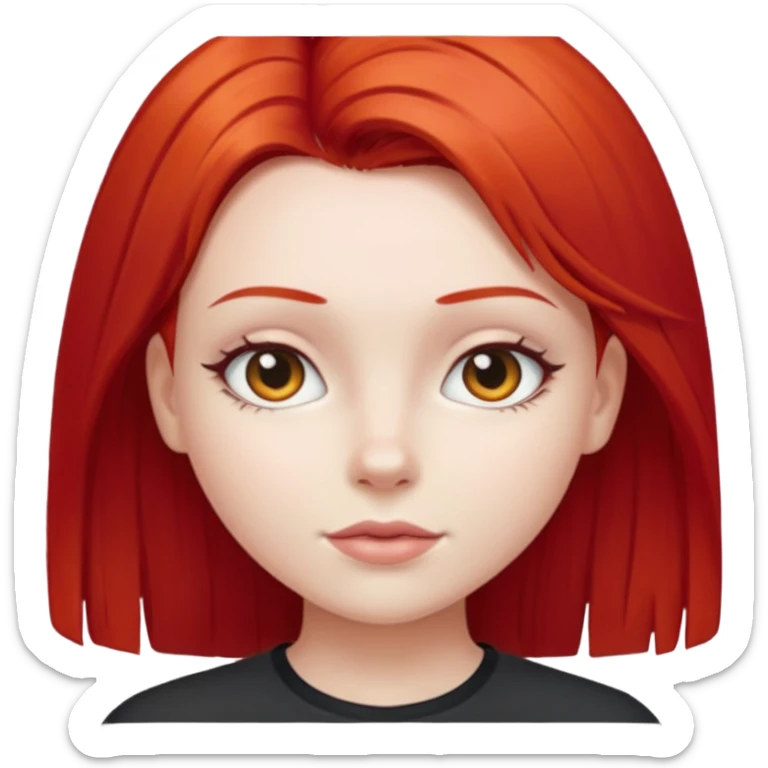 Hacer una chica de piel blanca,pelo liso y de color rojo fuerte sticker