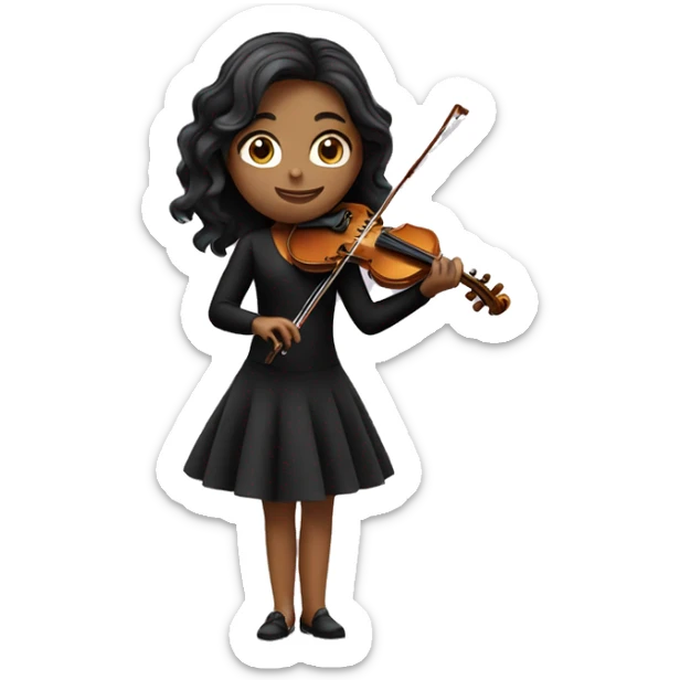 girl playing the violin in a black dress sticker