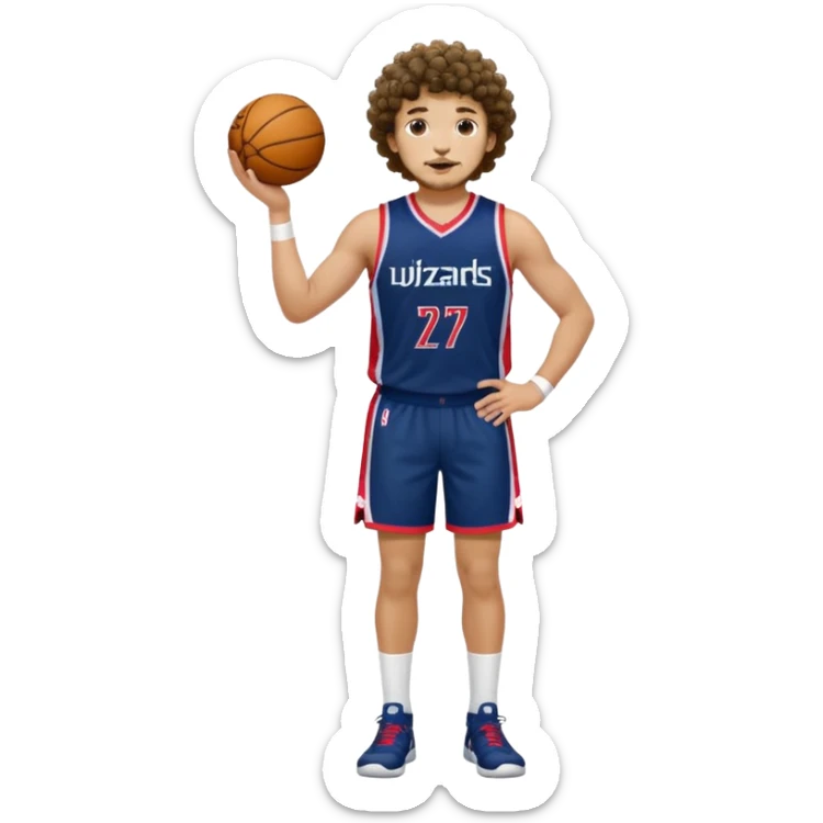 Curly hair short facial hair Washington Wizards Jersey white socks cover up the ankle legs and knees a right arm sleeve on your right arm full body Standing Tall sticker