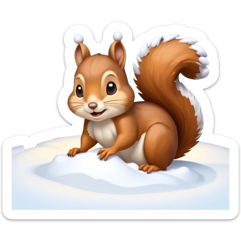 squirrel poking its head out of snow hill with christmas lights wrapped around head sticker